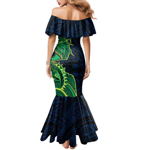 Canberra Raiders Family Matching Mermaid Dress and Hawaiian Shirt Polynesian Tribal Tattoo Pacific Sport Art