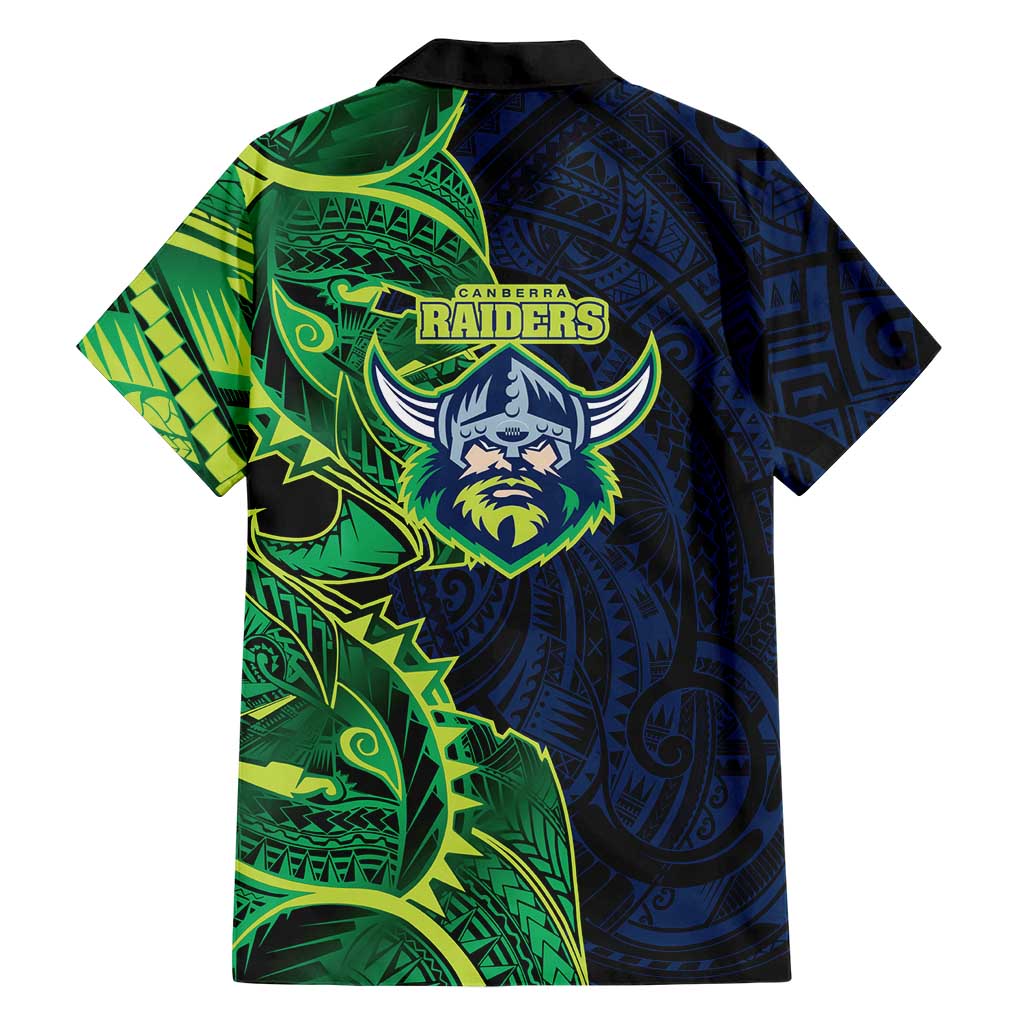 Canberra Raiders Family Matching Off Shoulder Short Dress and Hawaiian Shirt Polynesian Tribal Tattoo Pacific Sport Art