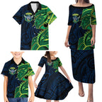 Canberra Raiders Family Matching Puletasi and Hawaiian Shirt Polynesian Tribal Tattoo Pacific Sport Art