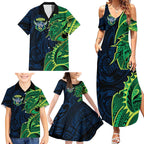Canberra Raiders Family Matching Summer Maxi Dress and Hawaiian Shirt Polynesian Tribal Tattoo Pacific Sport Art
