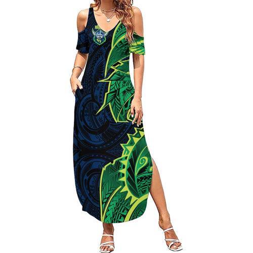 Canberra Raiders Family Matching Summer Maxi Dress and Hawaiian Shirt Polynesian Tribal Tattoo Pacific Sport Art