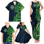 Canberra Raiders Family Matching Tank Maxi Dress and Hawaiian Shirt Polynesian Tribal Tattoo Pacific Sport Art
