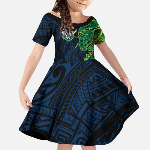 Canberra Raiders Family Matching Tank Maxi Dress and Hawaiian Shirt Polynesian Tribal Tattoo Pacific Sport Art