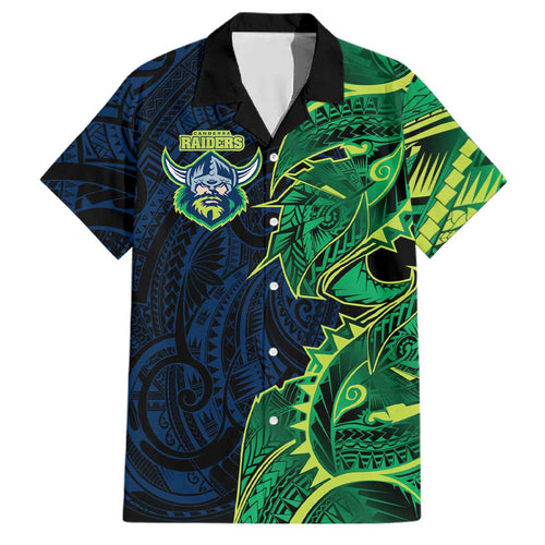 Canberra Raiders Family Matching Tank Maxi Dress and Hawaiian Shirt Polynesian Tribal Tattoo Pacific Sport Art