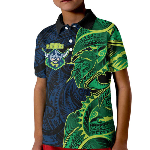 Canberra Raiders Kid Polo Shirt Polynesian Tribal Tattoo Pacific Sport Art