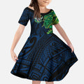 Canberra Raiders Kid Short Sleeve Dress Polynesian Tribal Tattoo Pacific Sport Art