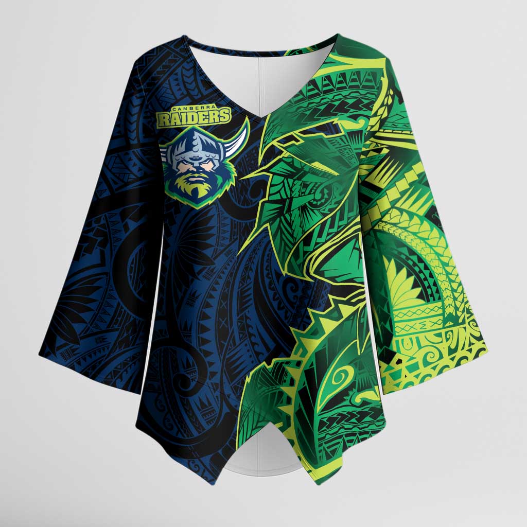 Canberra Raiders Kimono Sleeve Blouse Polynesian Tribal Tattoo Pacific Sport Art