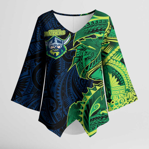 Canberra Raiders Kimono Sleeve Blouse Polynesian Tribal Tattoo Pacific Sport Art