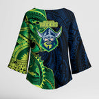 Canberra Raiders Kimono Sleeve Blouse Polynesian Tribal Tattoo Pacific Sport Art