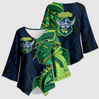 Canberra Raiders Kimono Sleeve Blouse Polynesian Tribal Tattoo Pacific Sport Art