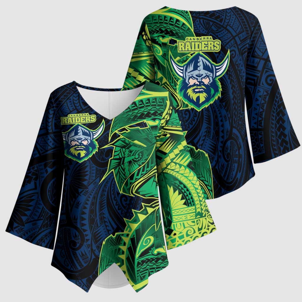 Canberra Raiders Kimono Sleeve Blouse Polynesian Tribal Tattoo Pacific Sport Art