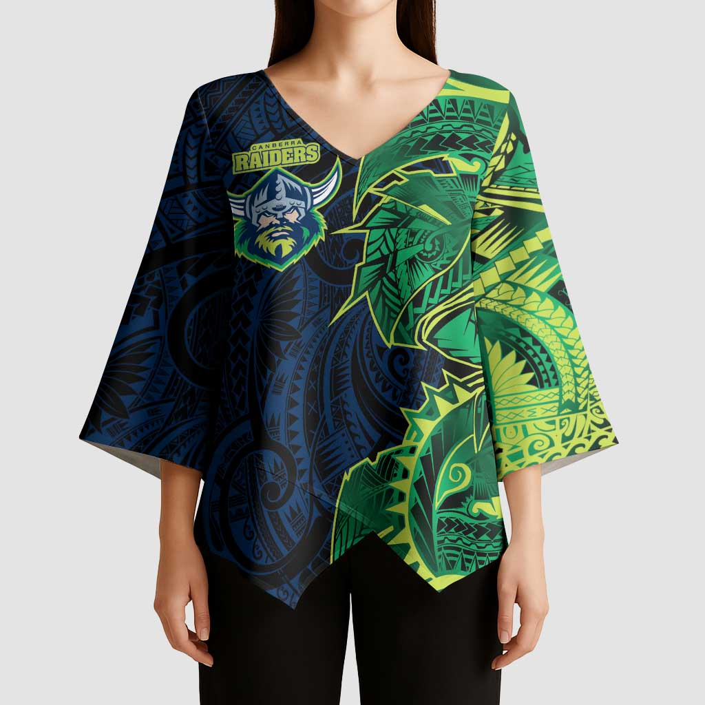 Canberra Raiders Kimono Sleeve Blouse Polynesian Tribal Tattoo Pacific Sport Art