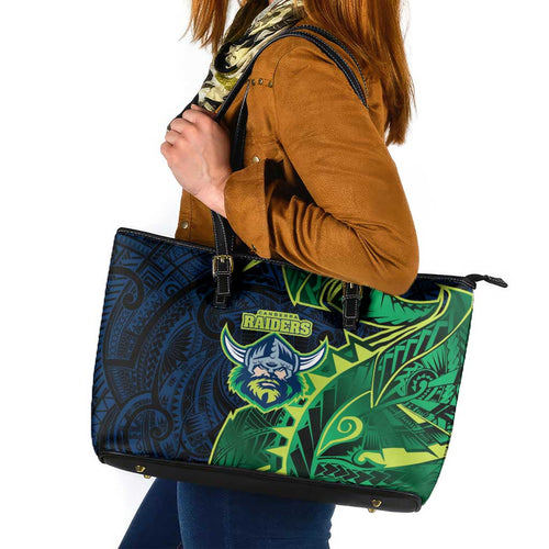 Canberra Raiders Leather Tote Bag Polynesian Tribal Tattoo Pacific Sport Art