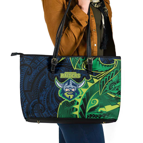 Canberra Raiders Leather Tote Bag Polynesian Tribal Tattoo Pacific Sport Art