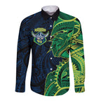 Canberra Raiders Long Sleeve Button Shirt Polynesian Tribal Tattoo Pacific Sport Art