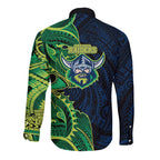 Canberra Raiders Long Sleeve Button Shirt Polynesian Tribal Tattoo Pacific Sport Art