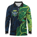 Canberra Raiders Long Sleeve Polo Shirt Polynesian Tribal Tattoo Pacific Sport Art