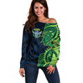 Canberra Raiders Off Shoulder Sweater Polynesian Tribal Tattoo Pacific Sport Art