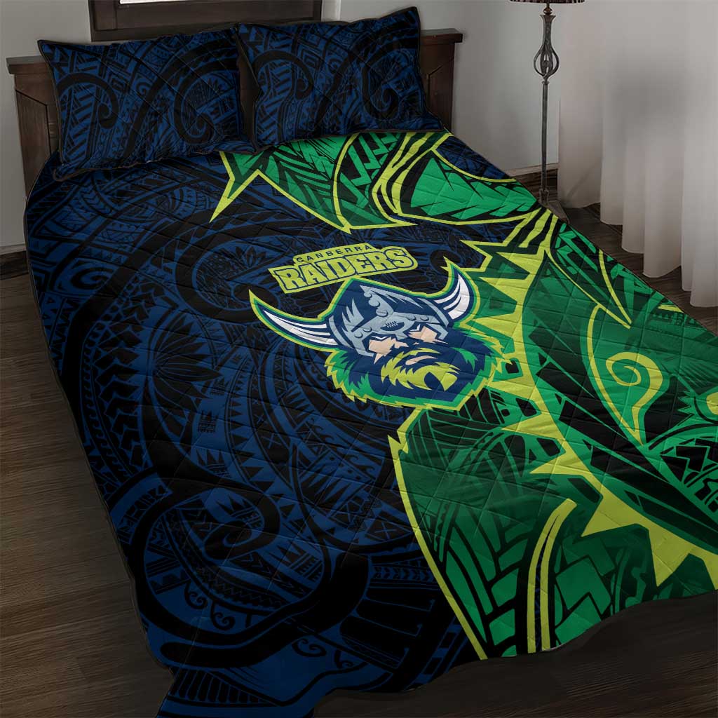 Canberra Raiders Quilt Bed Set Polynesian Tribal Tattoo Pacific Sport Art