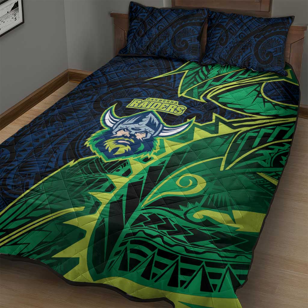 Canberra Raiders Quilt Bed Set Polynesian Tribal Tattoo Pacific Sport Art