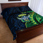 Canberra Raiders Quilt Bed Set Polynesian Tribal Tattoo Pacific Sport Art