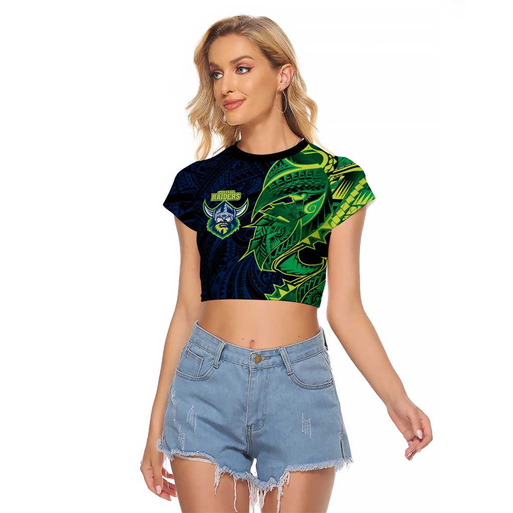Canberra Raiders Raglan Cropped T Shirt Polynesian Tribal Tattoo Pacific Sport Art