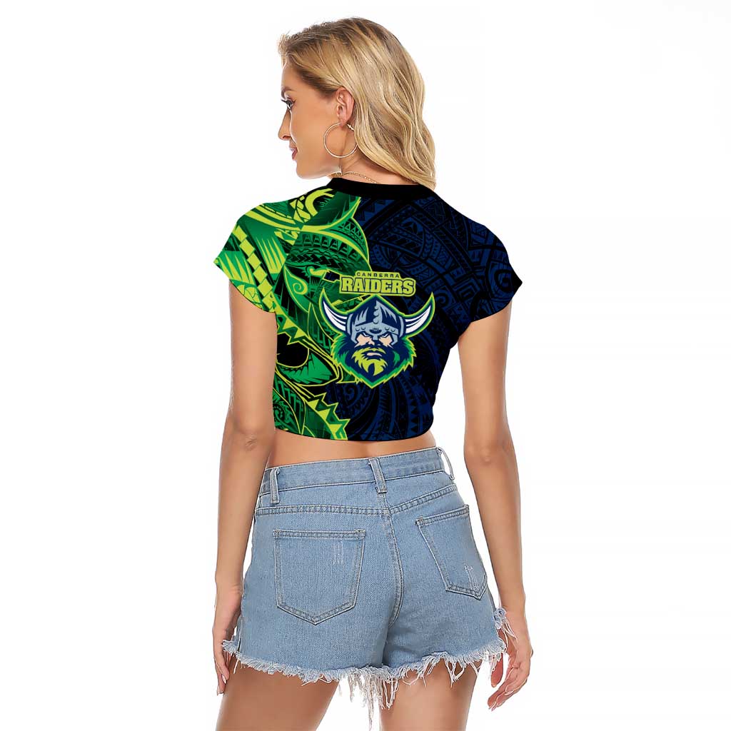 Canberra Raiders Raglan Cropped T Shirt Polynesian Tribal Tattoo Pacific Sport Art