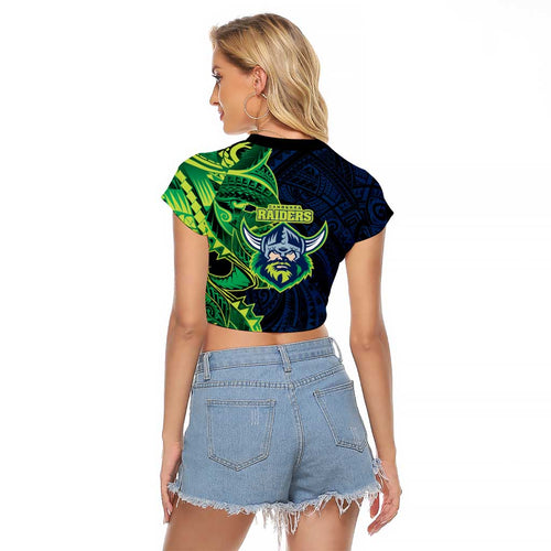 Canberra Raiders Raglan Cropped T Shirt Polynesian Tribal Tattoo Pacific Sport Art
