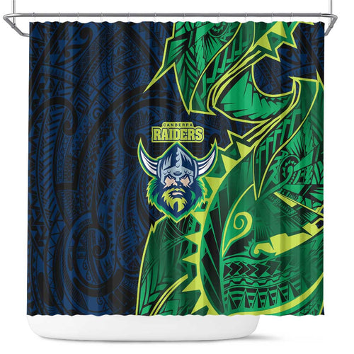 Canberra Raiders Shower Curtain Polynesian Tribal Tattoo Pacific Sport Art