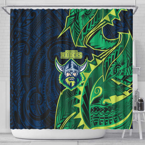 Canberra Raiders Shower Curtain Polynesian Tribal Tattoo Pacific Sport Art