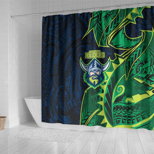 Canberra Raiders Shower Curtain Polynesian Tribal Tattoo Pacific Sport Art