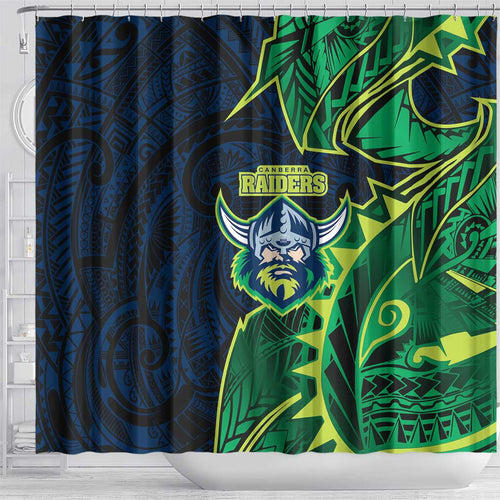 Canberra Raiders Shower Curtain Polynesian Tribal Tattoo Pacific Sport Art