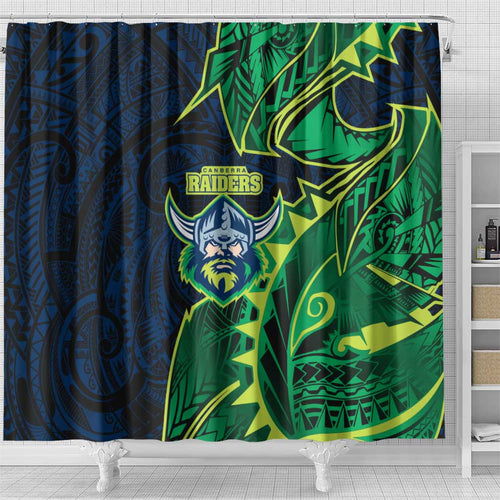 Canberra Raiders Shower Curtain Polynesian Tribal Tattoo Pacific Sport Art