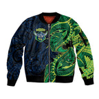 Canberra Raiders Sleeve Zip Bomber Jacket Polynesian Tribal Tattoo Pacific Sport Art