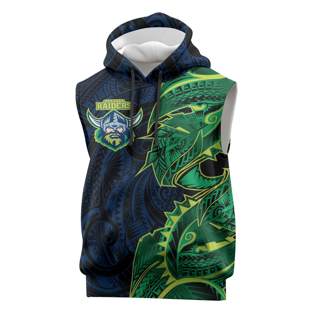 Canberra Raiders Sleeveless Hoodie Polynesian Tribal Tattoo Pacific Sport Art