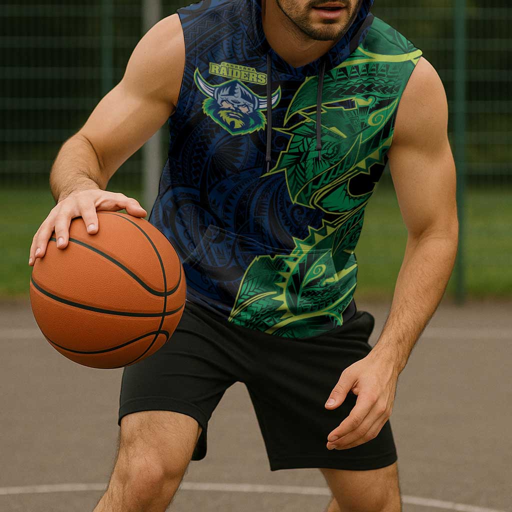 Canberra Raiders Sleeveless Hoodie Polynesian Tribal Tattoo Pacific Sport Art