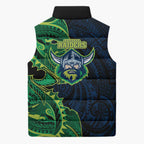 Canberra Raiders Sleeveless Puffer Jacket Polynesian Tribal Tattoo Pacific Sport Art