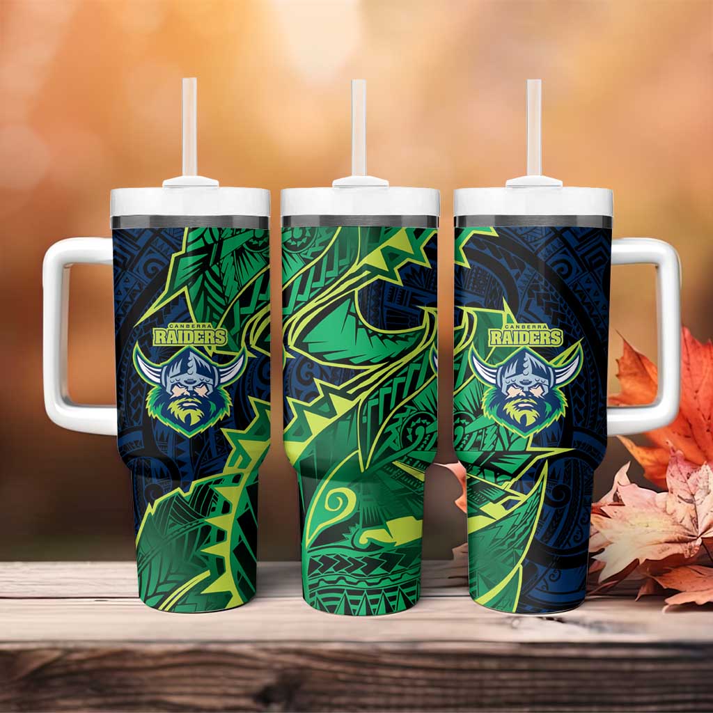 Canberra Raiders Tumbler With Handle Polynesian Tribal Tattoo Pacific Sport Art