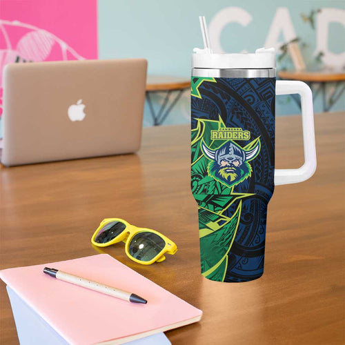 Canberra Raiders Tumbler With Handle Polynesian Tribal Tattoo Pacific Sport Art