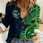 Canberra Raiders Women Casual Shirt Polynesian Tribal Tattoo Pacific Sport Art