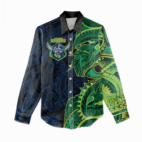 Canberra Raiders Women Casual Shirt Polynesian Tribal Tattoo Pacific Sport Art