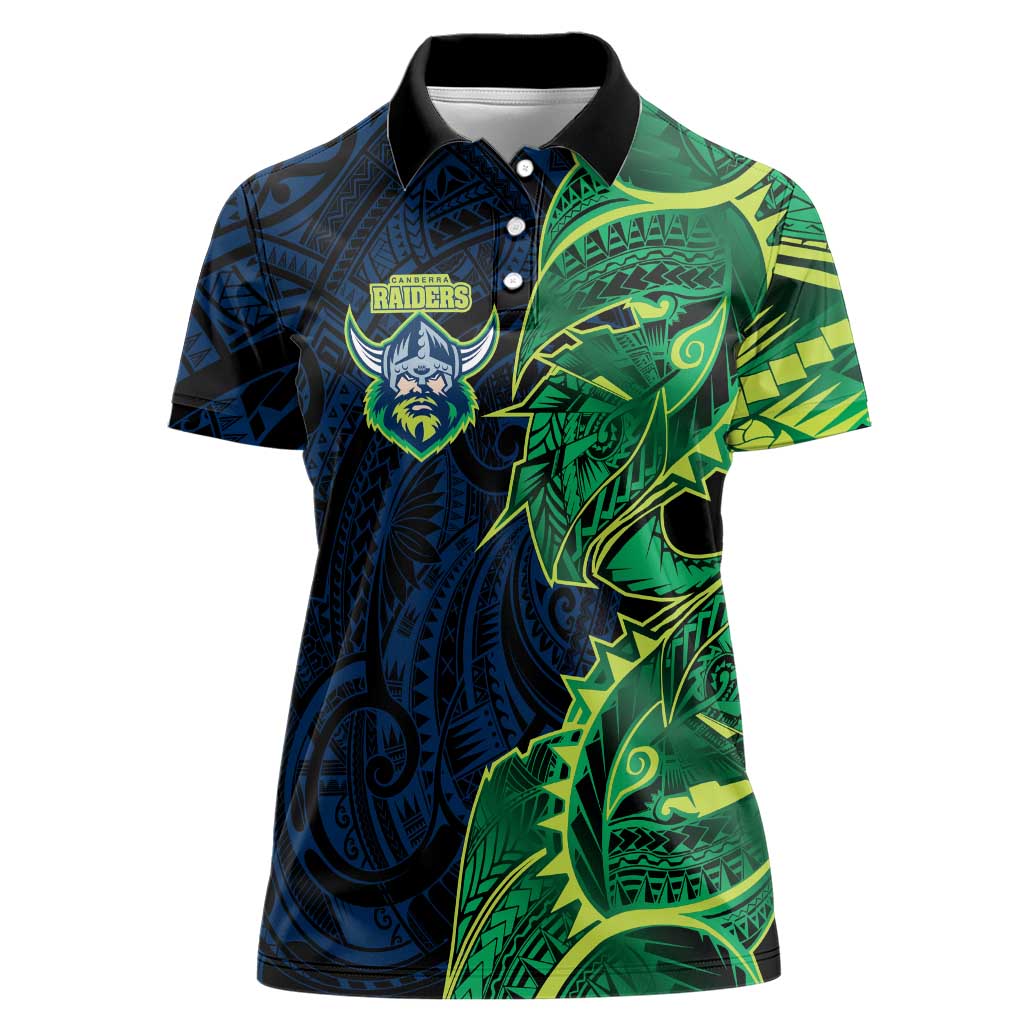 Canberra Raiders Women Polo Shirt Polynesian Tribal Tattoo Pacific Sport Art