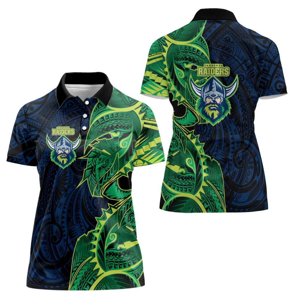 Canberra Raiders Women Polo Shirt Polynesian Tribal Tattoo Pacific Sport Art