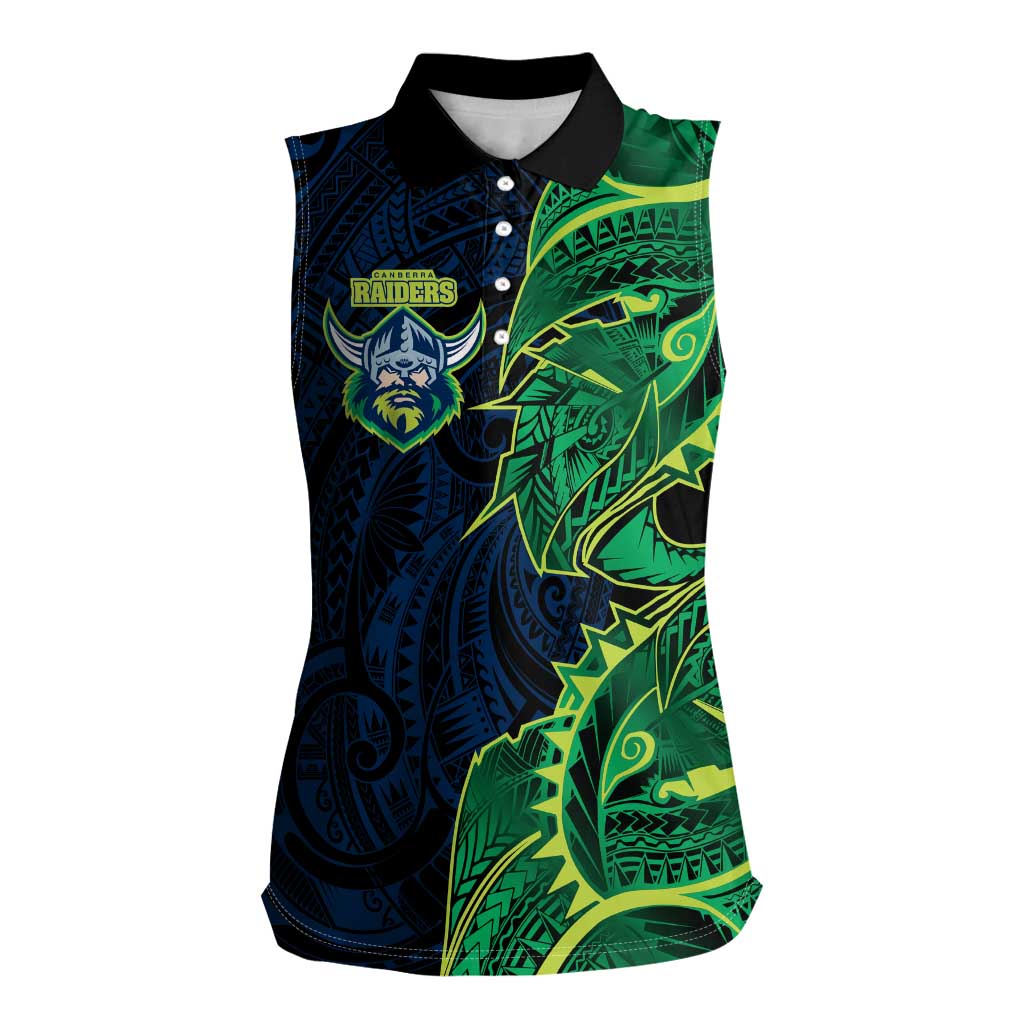 Canberra Raiders Women Sleeveless Polo Shirt Polynesian Tribal Tattoo Pacific Sport Art
