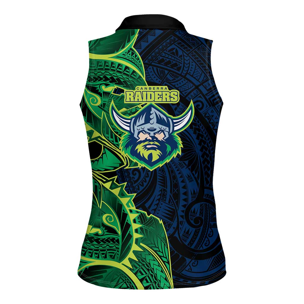 Canberra Raiders Women Sleeveless Polo Shirt Polynesian Tribal Tattoo Pacific Sport Art