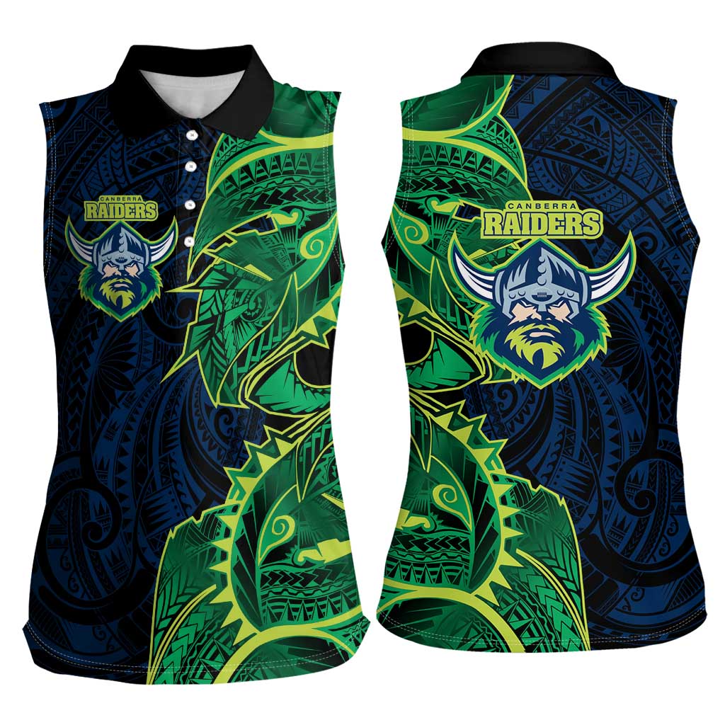 Canberra Raiders Women Sleeveless Polo Shirt Polynesian Tribal Tattoo Pacific Sport Art
