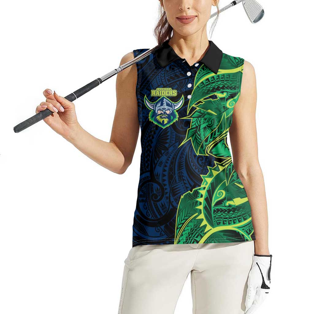 Canberra Raiders Women Sleeveless Polo Shirt Polynesian Tribal Tattoo Pacific Sport Art