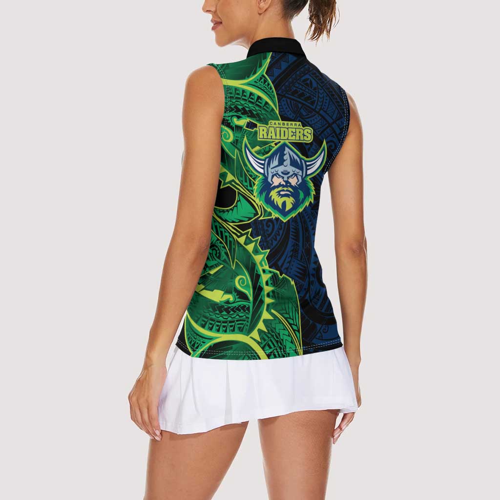 Canberra Raiders Women Sleeveless Polo Shirt Polynesian Tribal Tattoo Pacific Sport Art