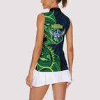 Canberra Raiders Women Sleeveless Polo Shirt Polynesian Tribal Tattoo Pacific Sport Art