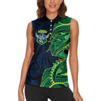 Canberra Raiders Women Sleeveless Polo Shirt Polynesian Tribal Tattoo Pacific Sport Art